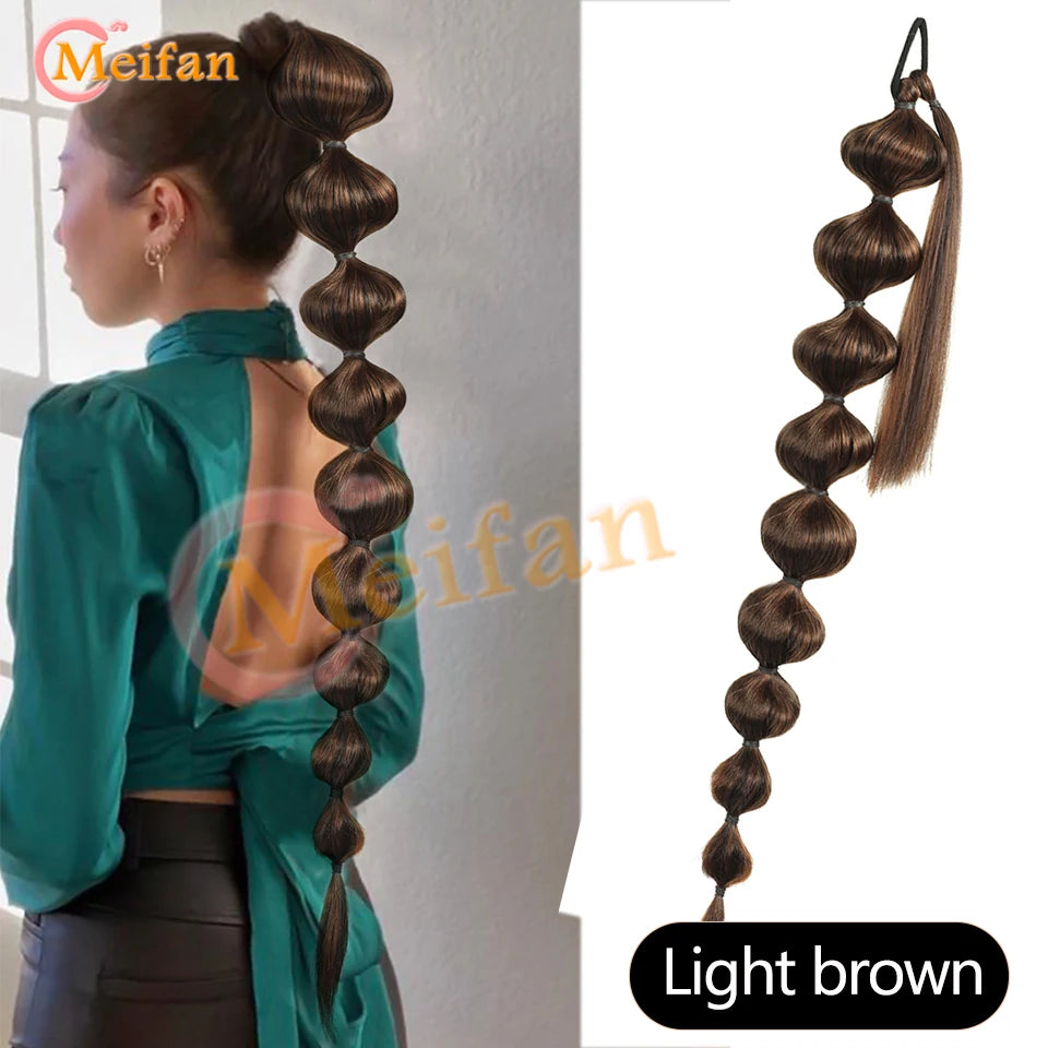 Synthetic Long Bubble Braid Wrap Around Ponytails