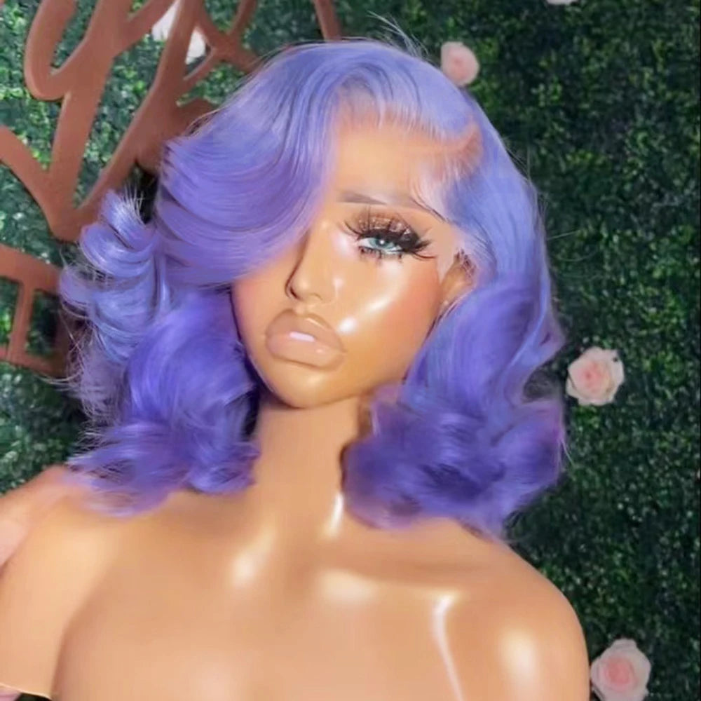 Short Body Wave Bob Lace Front Synthetic Wig With Side Part - Various Colors Available