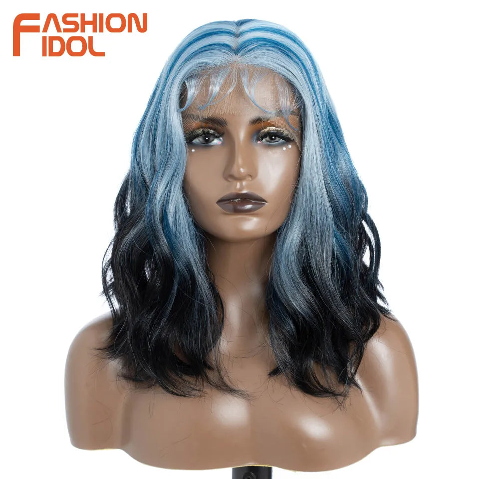 FASHION IDOL 12 Inch Bob Body Wave 13x7 HD Lace Front Synthetic Wigs - Various Colors Available