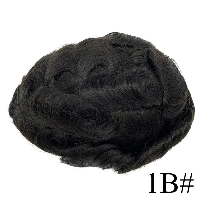 0.08mm Thickness PU Poly Base Double Knotted Toupee Human Hair - Capillary Prothesis