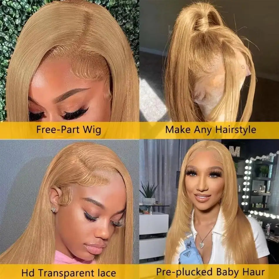 Honey Blonde Straight - Preplucked  Lace Frontal Wig