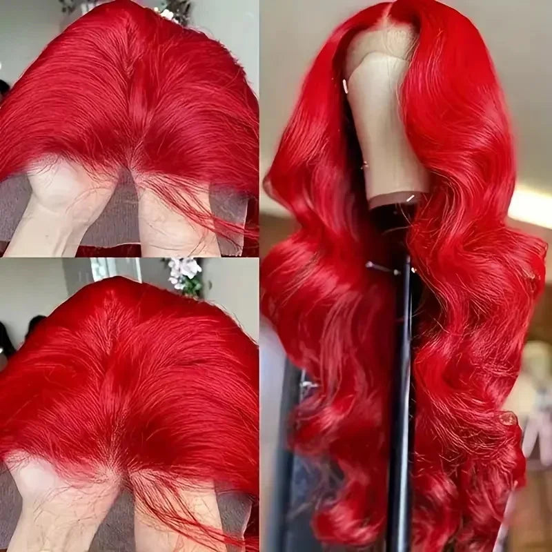 Red Body Wave HD Lace Frontal Human Hair Wig