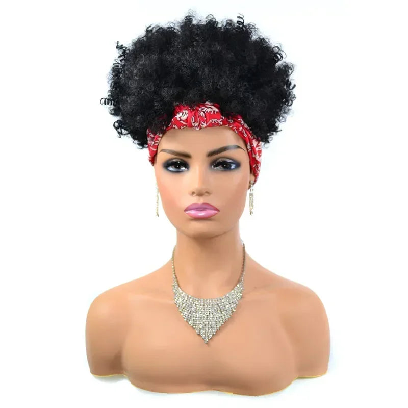 Synthetic Short Kinky Curly Headband Wigs - Various Colors Available