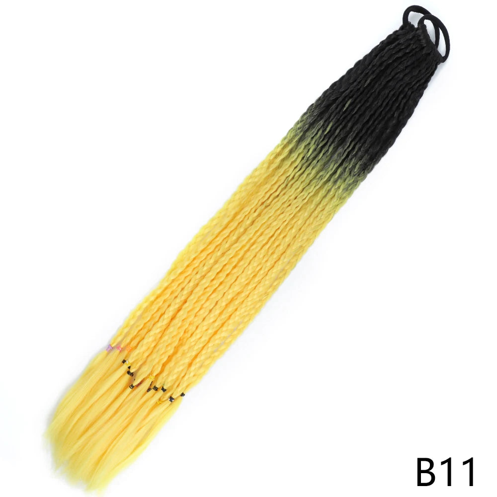 Synthetic Gradient Color Braided Ponytails With Elastic Band