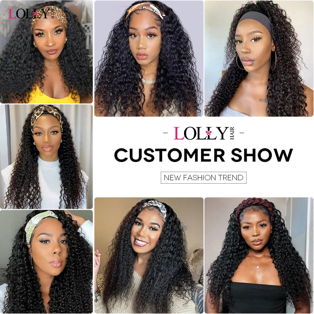 Kinky Curly Human Hair Headband Wig