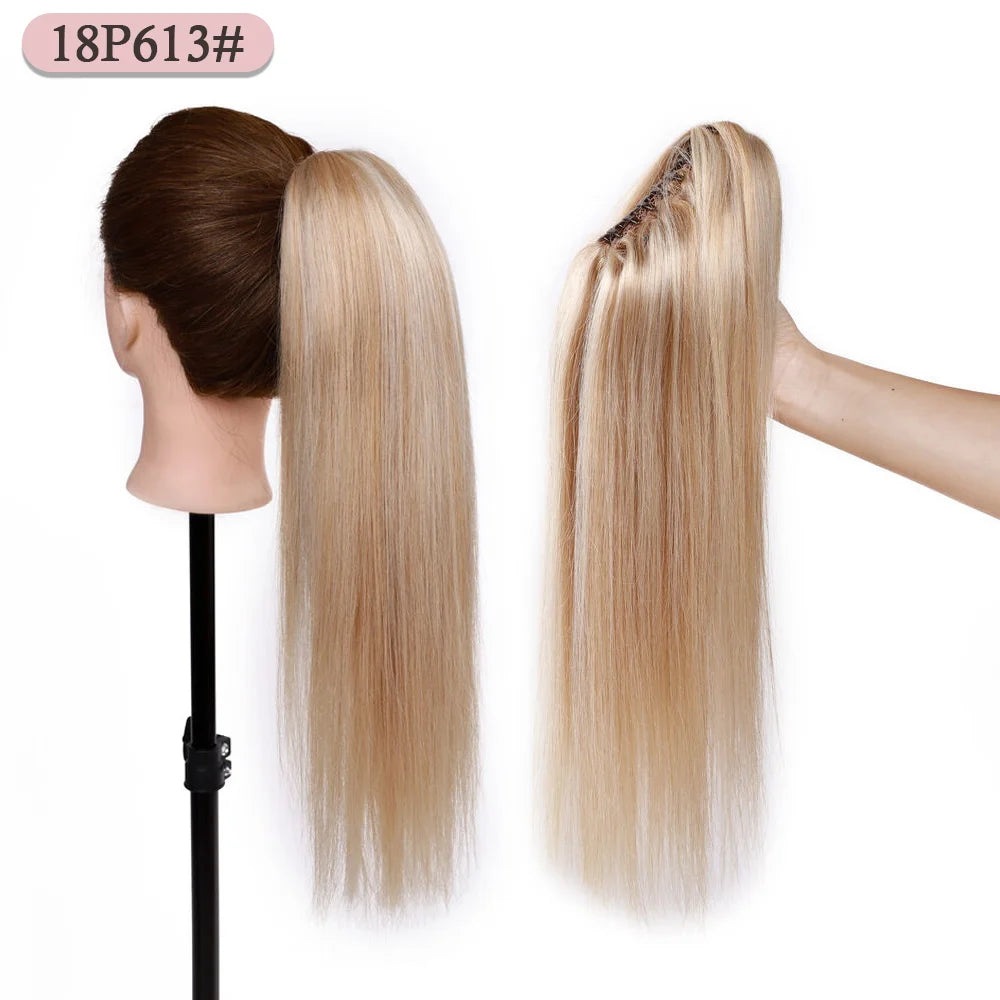 Straight Clip On 100% Human Hair Ponytails - Various Options Available