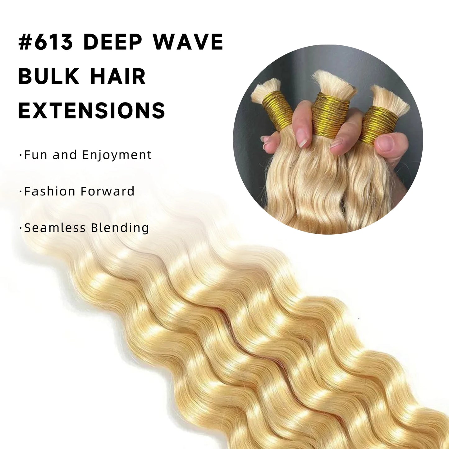 613 Deep Wavy - Human Braiding Hair, No Weft (Used For Boho Braids)