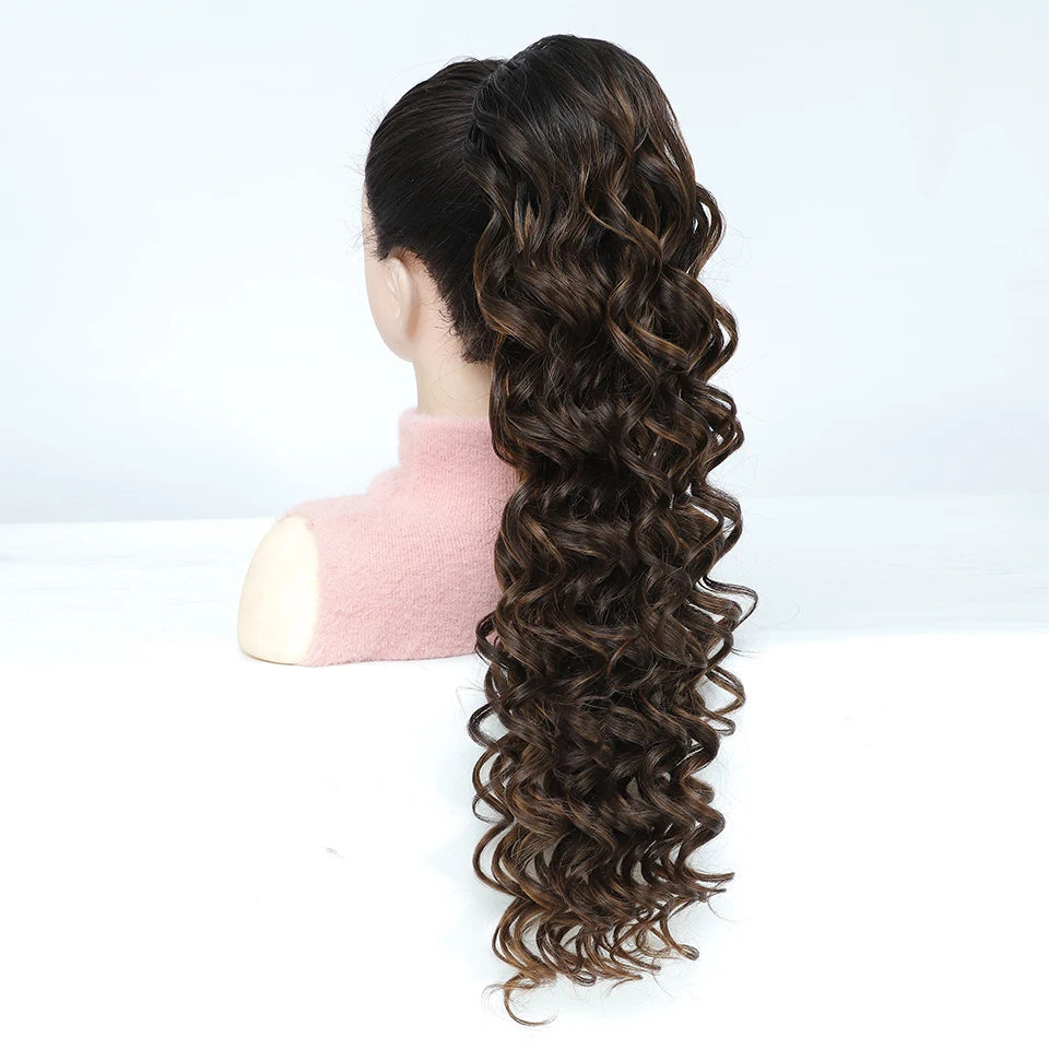 24inch Synthetic Drawstring Curly Ponytail With secure Clip