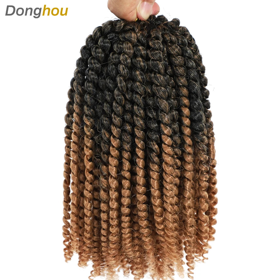 8 Inch Curly Passion Twist Synthetic Crochet Hair - Various Colors Available