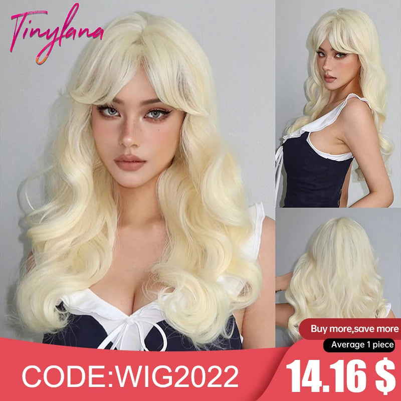 Long Curly Wavy Cosplay Synthetic Wigs With Bangs - Various Colors Available