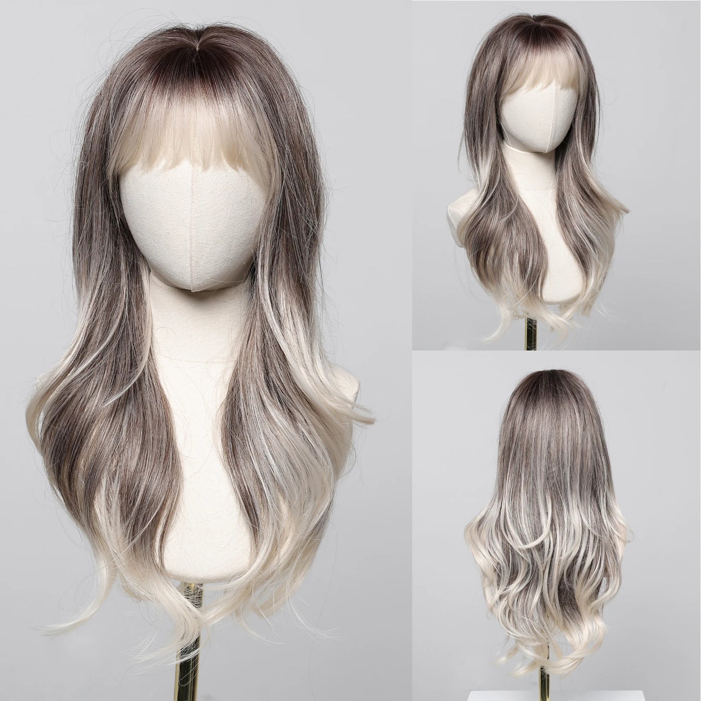 Long Wavy Synthetic Hair Wigs with Bangs - Various Colors Available