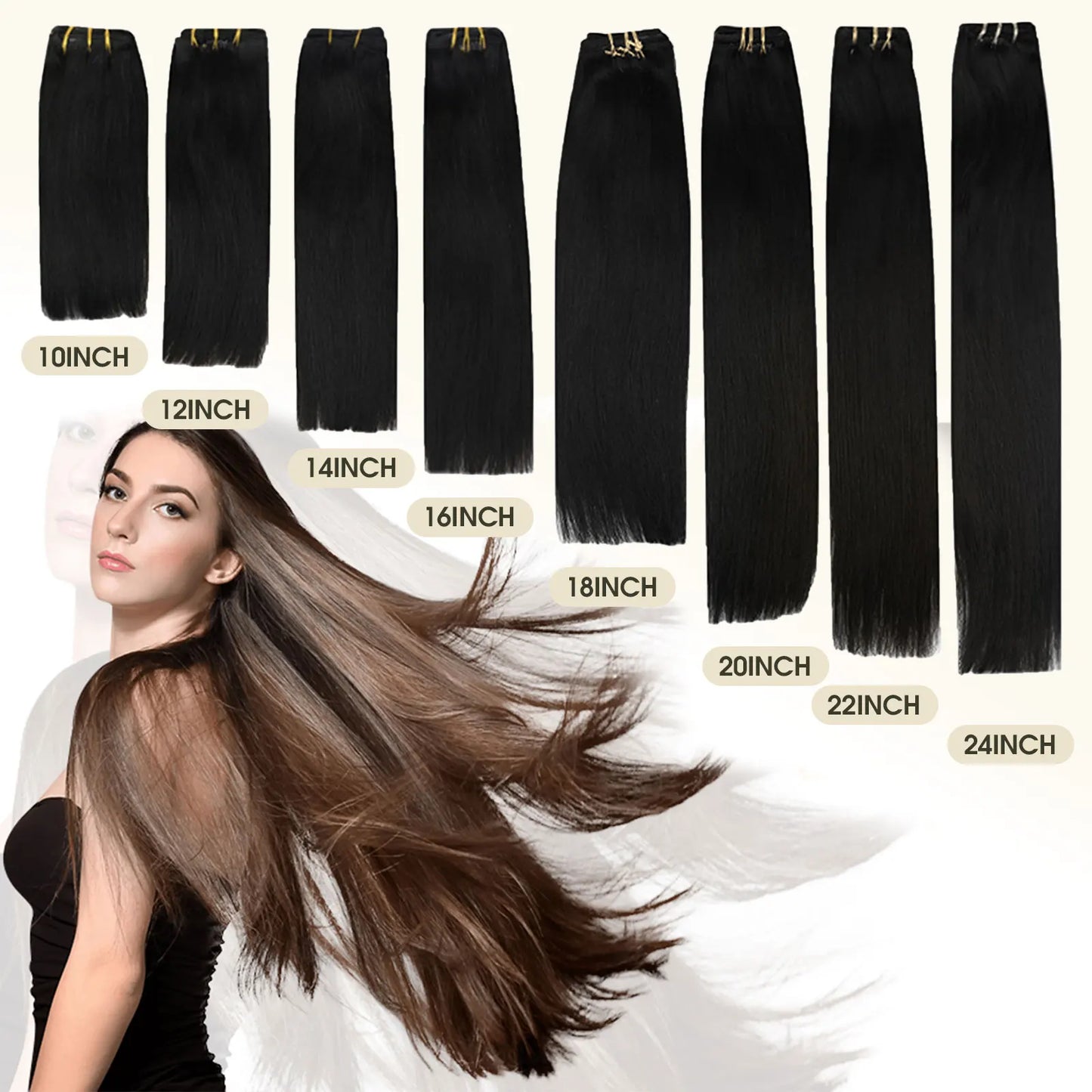 Straight Human Hair Clip-in Extensions, 7Pcs 80 &105g  - Various Colors Available