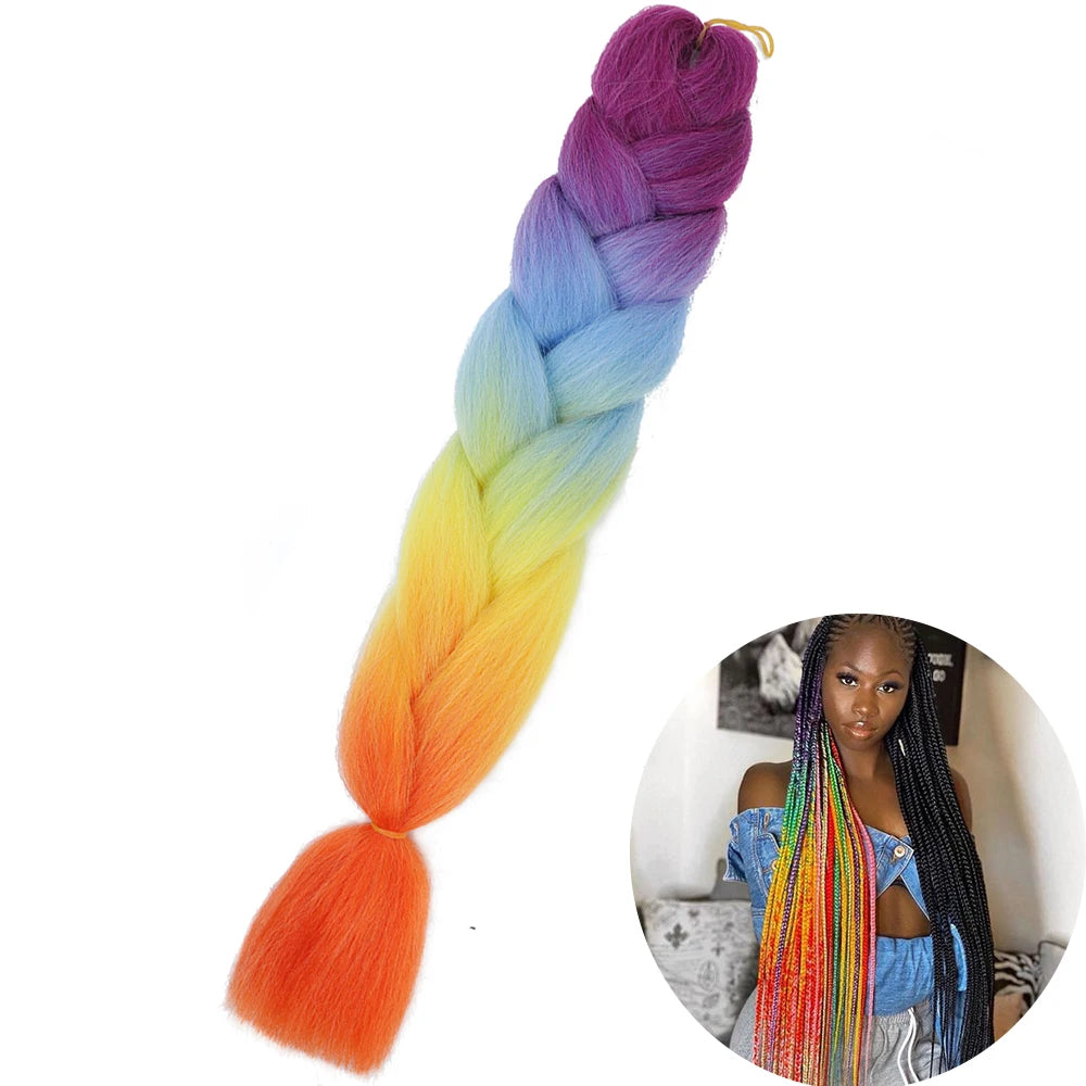 24" Synthetic Yaki Jumbo Braiding Hair - Various Colors Available