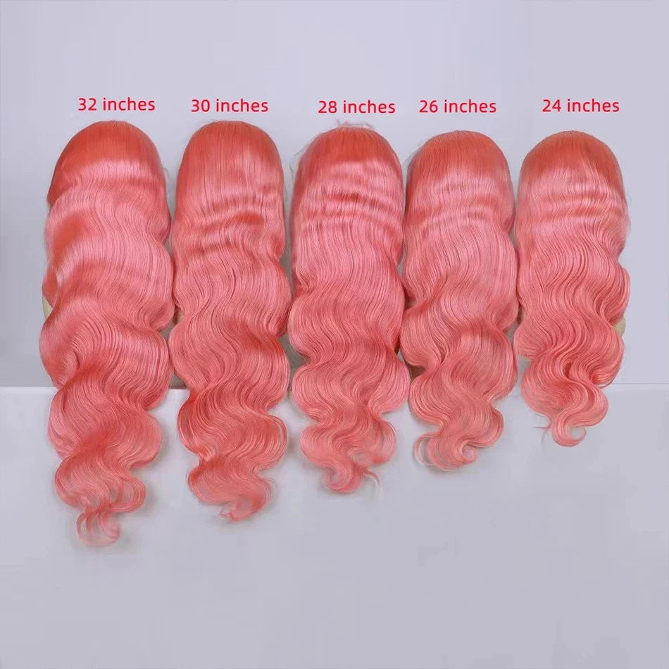 Pink Body Wave - Transparent Pre Plucked HD Lace Frontal Human Hair Wig
