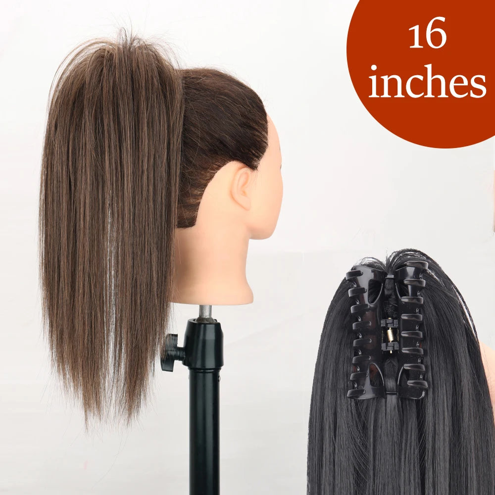 Synthetic Long Straight Claw Clip On 24Inch Ponytail