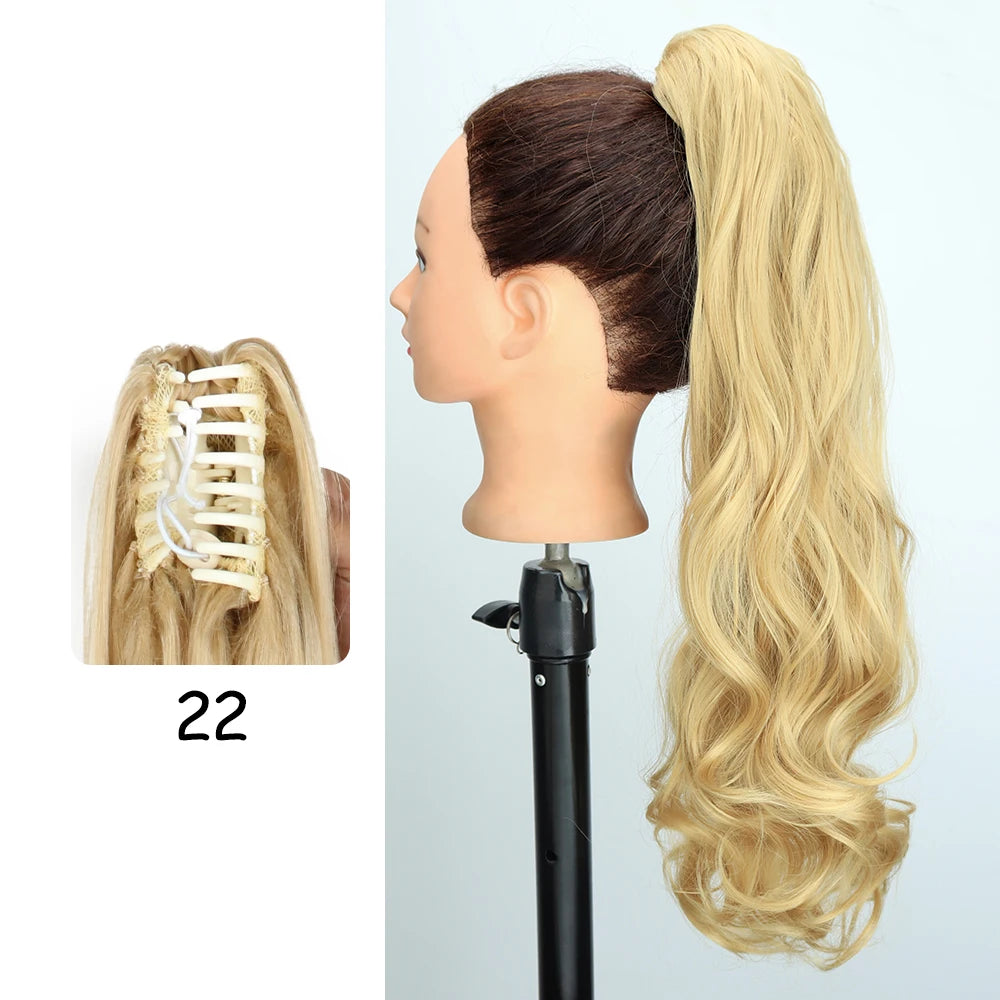 Synthetic 24" Long Wavy Claw Clip On Ponytail