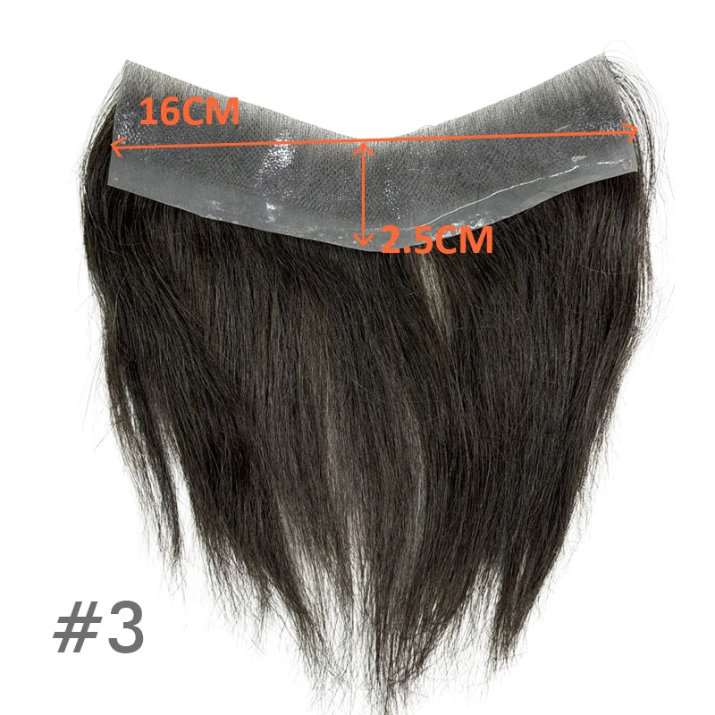 Straight 100% Human Remy Hair V Style Thin Skin Full PU Men's Capillary Prosthesis Frontal - Various Options Available