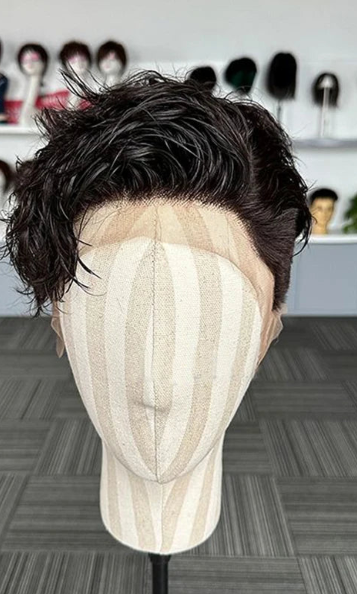 Pre Styled Transparent Lace Toupee Hairpiece Virgin Human Hair Replacement System
