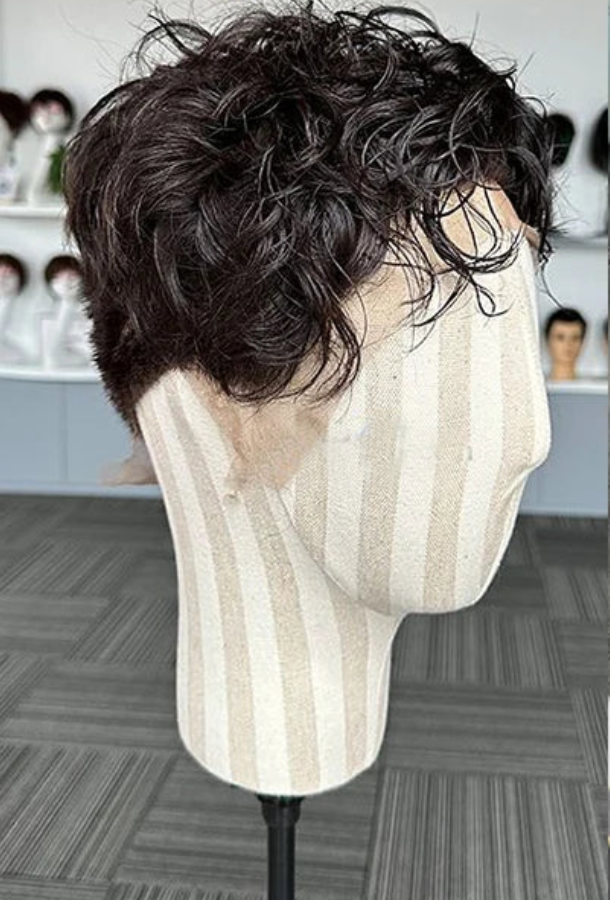Pre Styled Transparent Lace Toupee Hairpiece Virgin Human Hair Replacement System