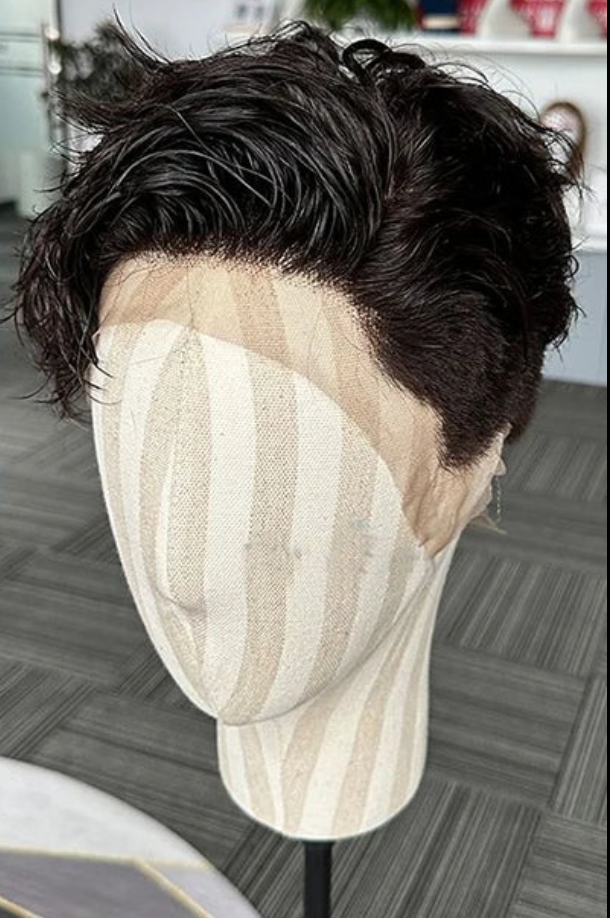 Pre Styled Transparent Lace Toupee Hairpiece Virgin Human Hair Replacement System