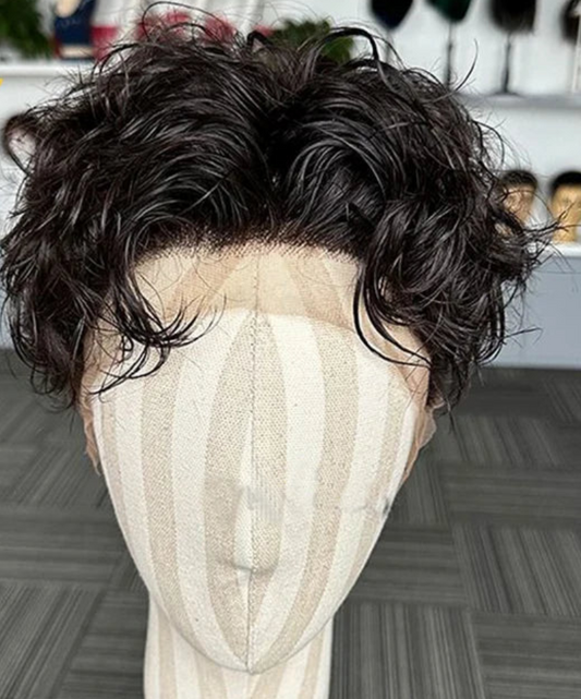 Pre Styled Transparent Lace Toupee Hairpiece Virgin Human Hair Replacement System