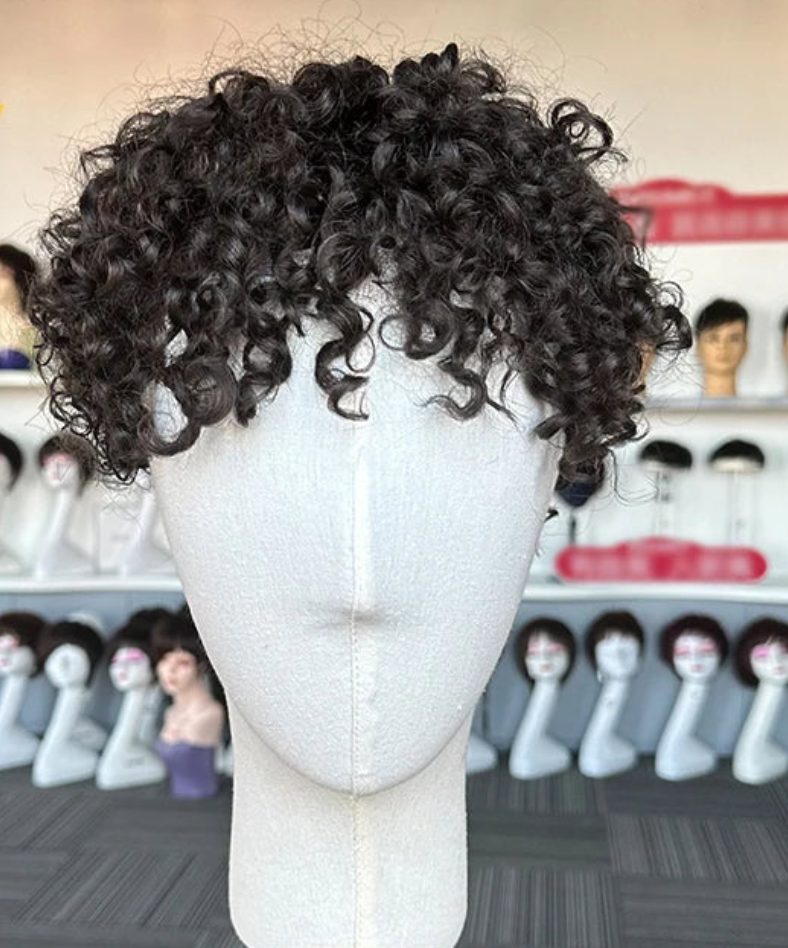 RQ 15mm Curls Q6 Toupee Human Hair Replacement System