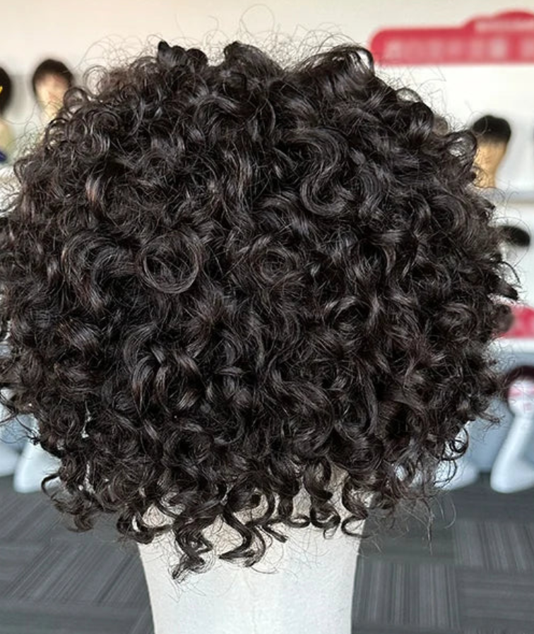 RQ 15mm Curls Q6 Toupee Human Hair Replacement System