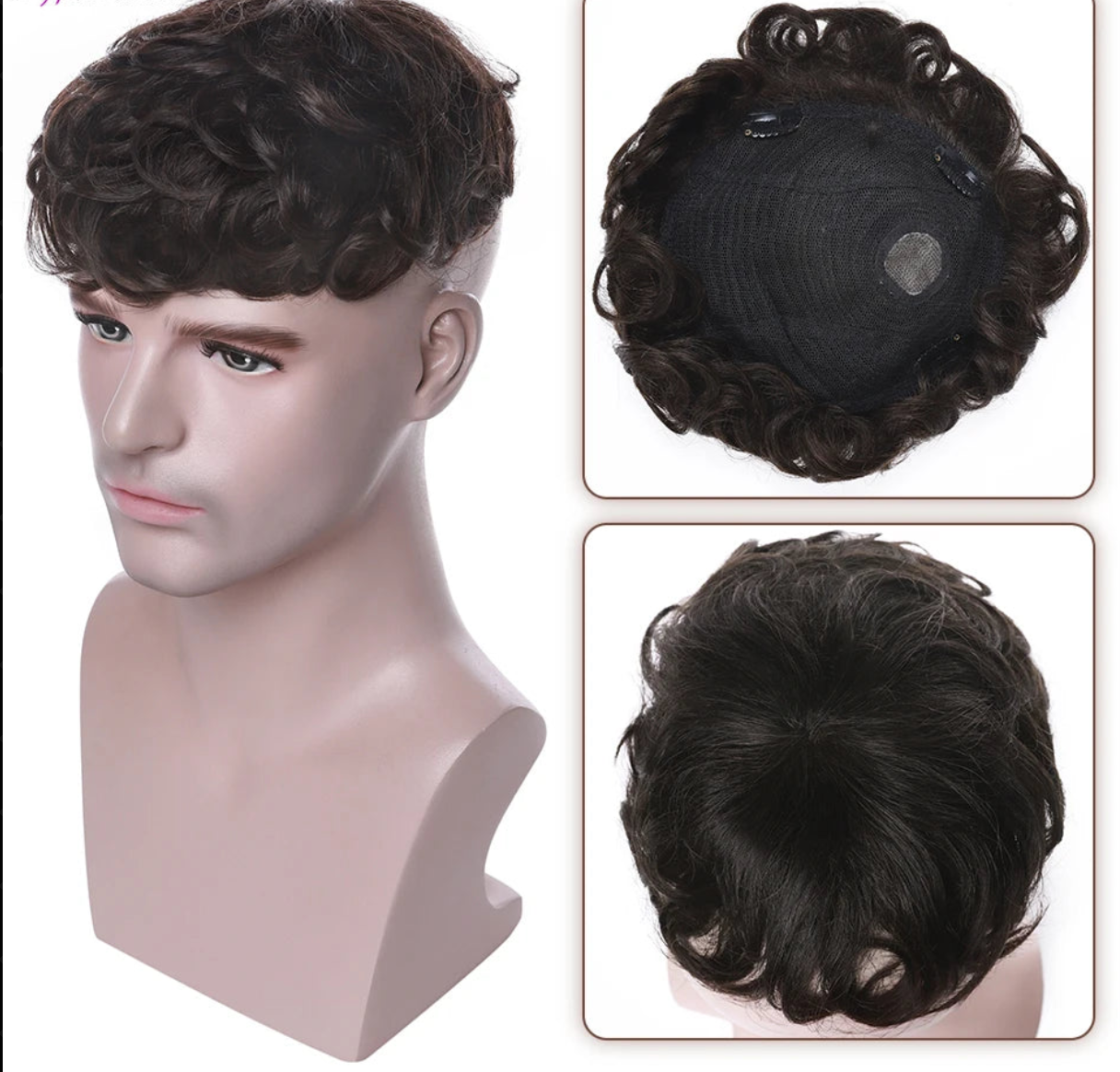 Men Toupee 16x19cm, 4Inch Human Hair Capillary Prothesis Clip In Replacement Systems - Various Options Available