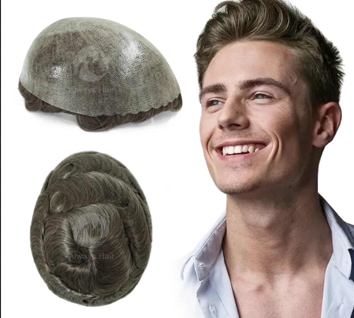 Indian Human Hair Thin Skin Hair Prosthesis 0.12 - 0.14 mm Toupee/Replacement Unit - Various Options Available