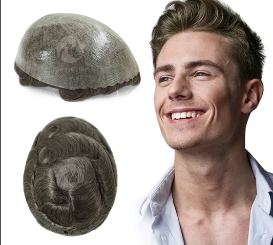 Indian Human Hair Thin Skin Hair Prosthesis 0.12 - 0.14 mm Toupee/Replacement Unit - Various Options Available
