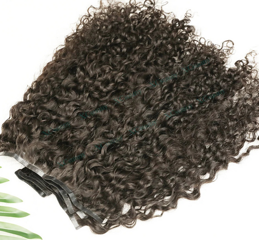 Kinky Curly Human Hair PU Seamless Clip Ins