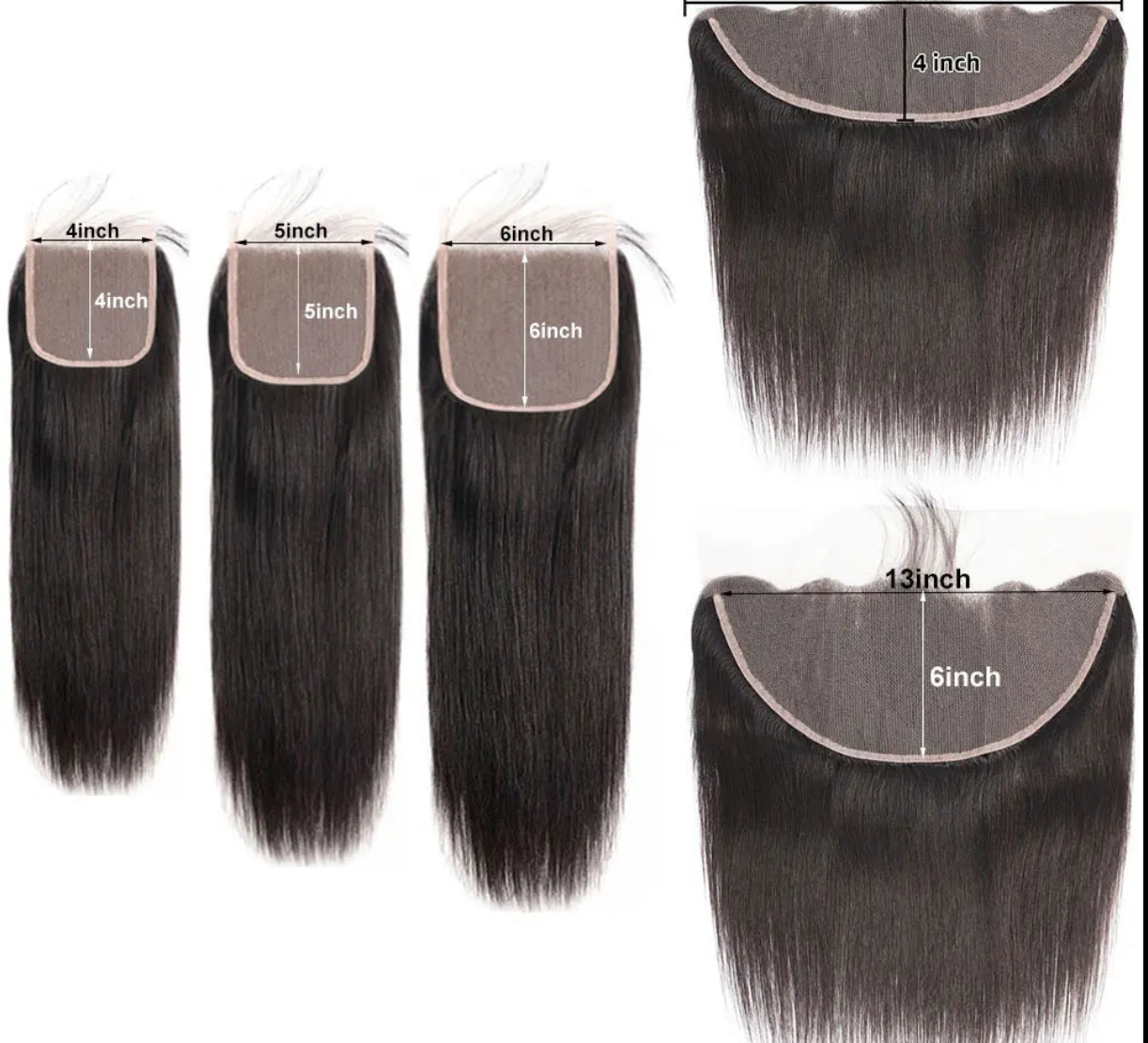 Straight Human Hair Transparent Lace Closures/Frontals