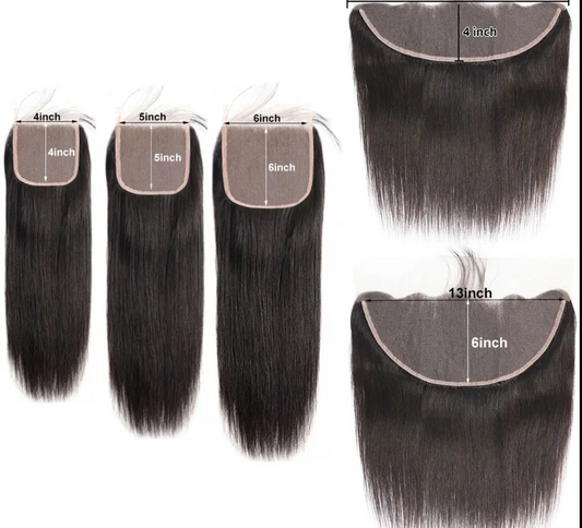 Straight Human Hair Transparent Lace Closures/Frontals