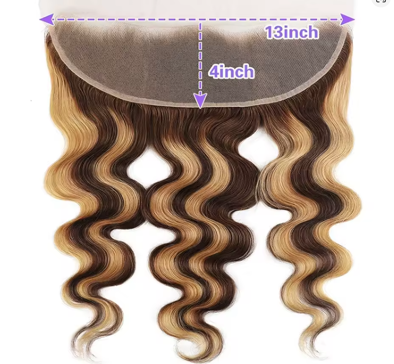 Body Wave Human Hair P4/27 Color Transparent Lace Closure/Frontal