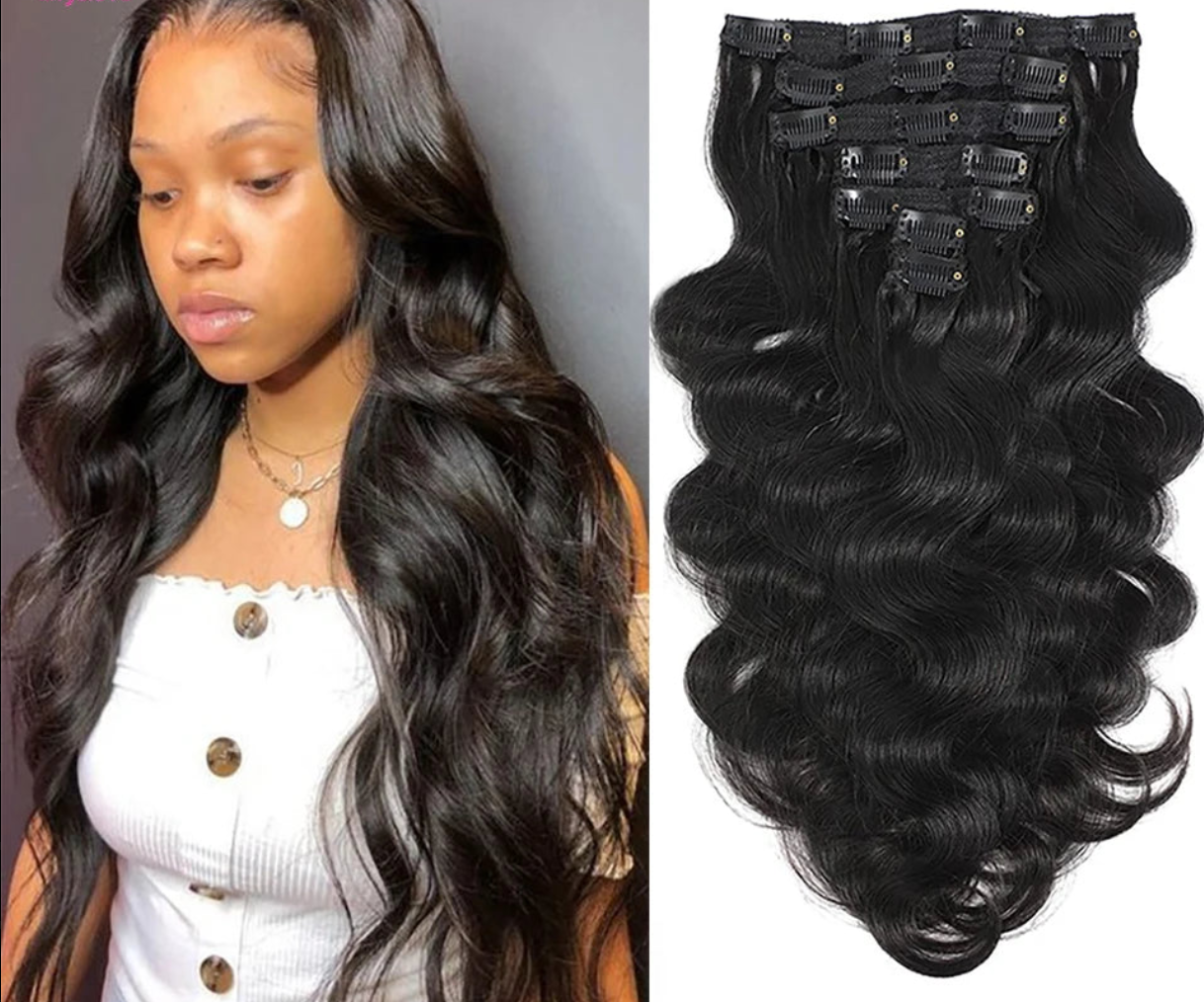 Brazilian Body Wave Human Hair Clips Ins
