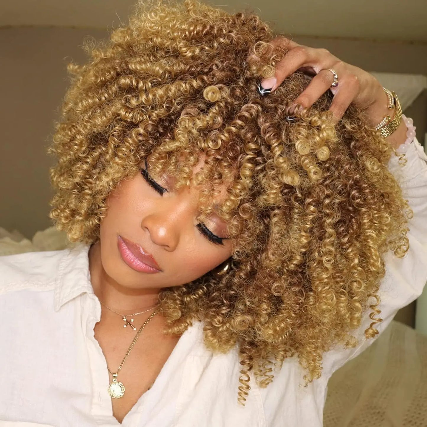 Synthetic Short Kinky Curly Wigs - Various Colors Available