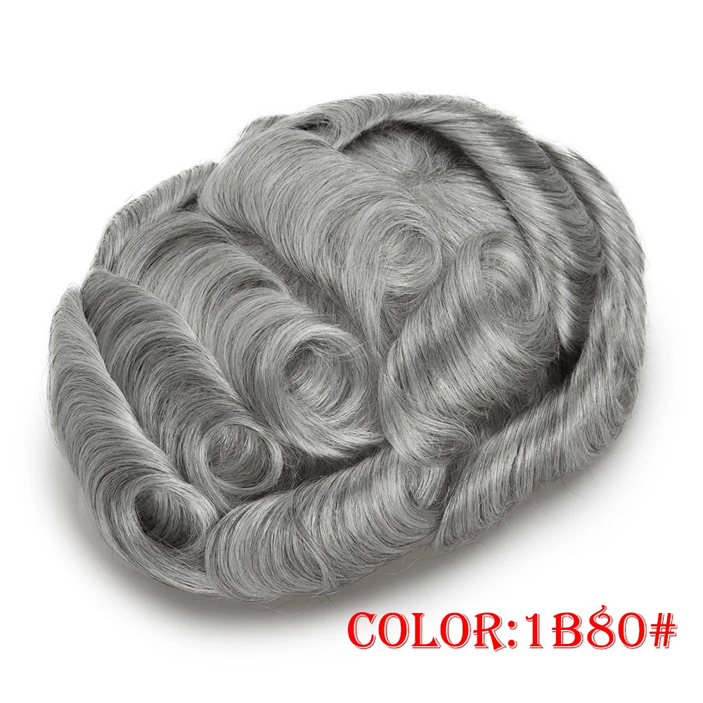 Human Hair Capillary Prothesis 130% Density 0.1-0.12 Thickness Skin Hair Wig