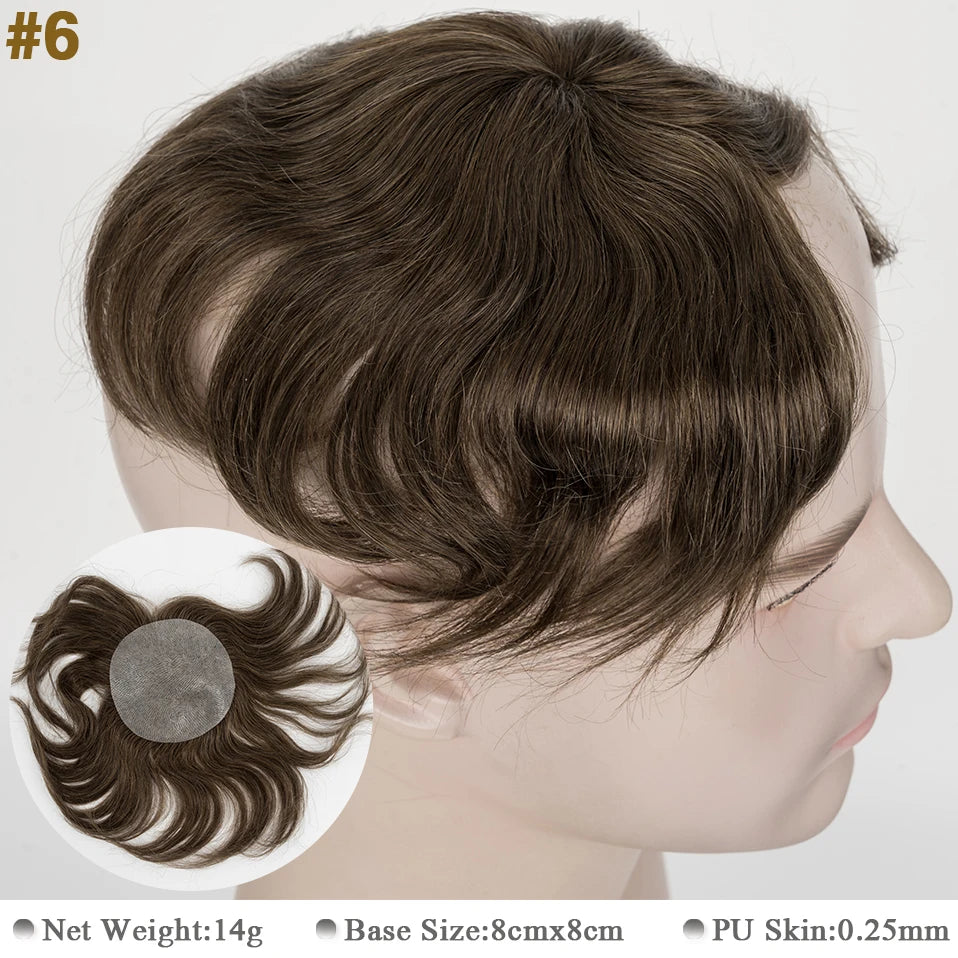 Side or Back Hair Patches Hairpiece for Men, Thin Skin, Toupee Patch, 8cm x 8cm - Various Options Available