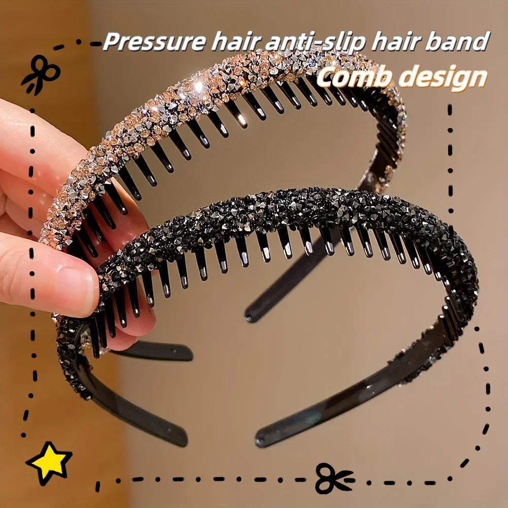 2/6Pieces of Children's Toothed Rhinestone Non-Slip Headbands Do Not Strangle the Head