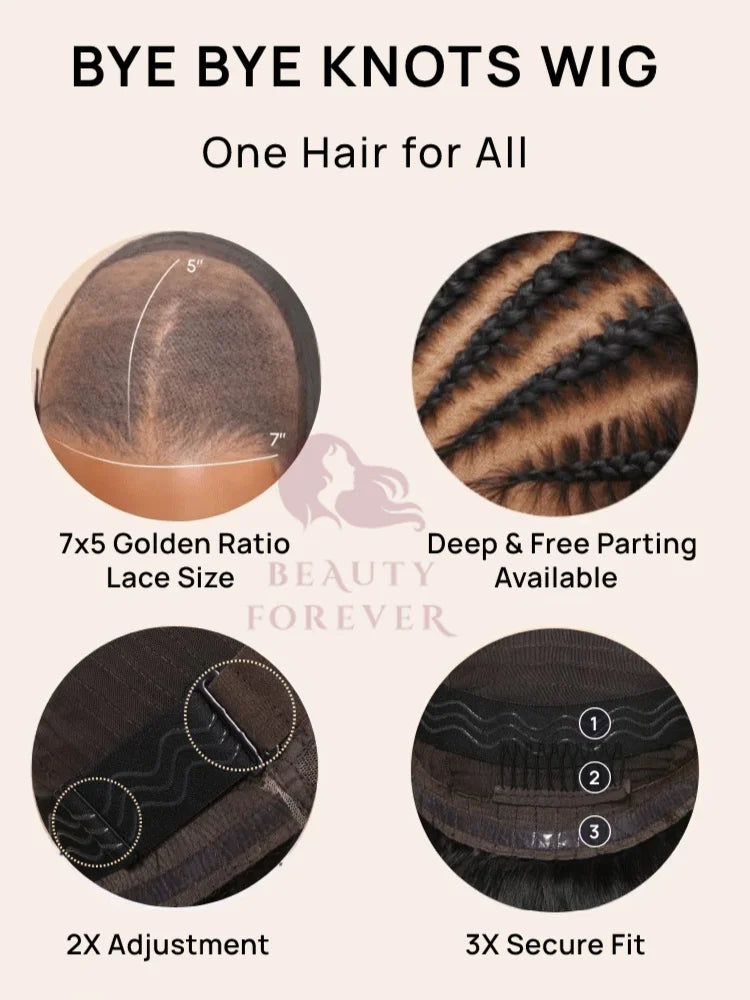Yaki Straight - Elastic Drawstring Glueless Human Hair 7x5 Bye Bye Knots Wear and Go Wig