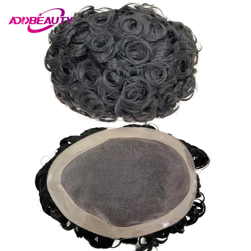 Hair Replacement System (Toupee) - Human Hair Fine Mono NPU, Various Curl Patterns Available