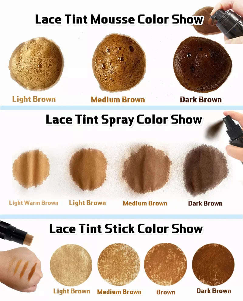 Wig Installation Kit Set includes : Melting Spray, Lace Tint Mousse, Wig Glue Waterproof  & Glue Remover