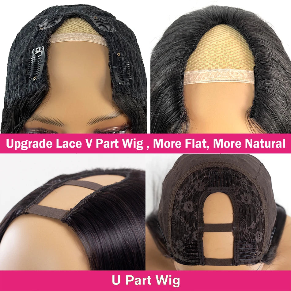 Brazilian Deep Wave - Human Hair No Leave Out Option V & U Part Wigs