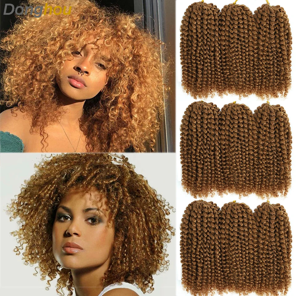 8 Inch Curly Passion Twist Synthetic Crochet Hair - Various Colors Available