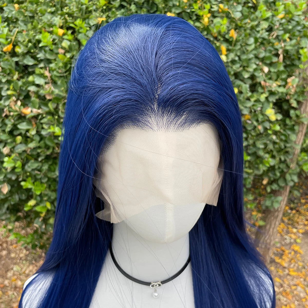 Dark Blue 13X4 Synthetic Long Sliky Straight Lace Wig