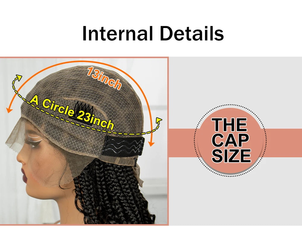 Short Knotless Boho Box Braided Full Lace Wigs - Various Colors Available