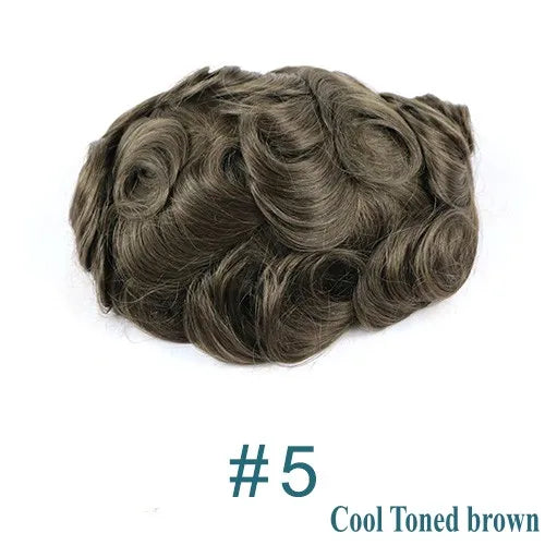 Natural Hairline Hair Replacement System(Toupee) V-loop 0.06-0.08mm PU Base  Straight/Wavy - Colors 1,1B,2 & 3 Available
