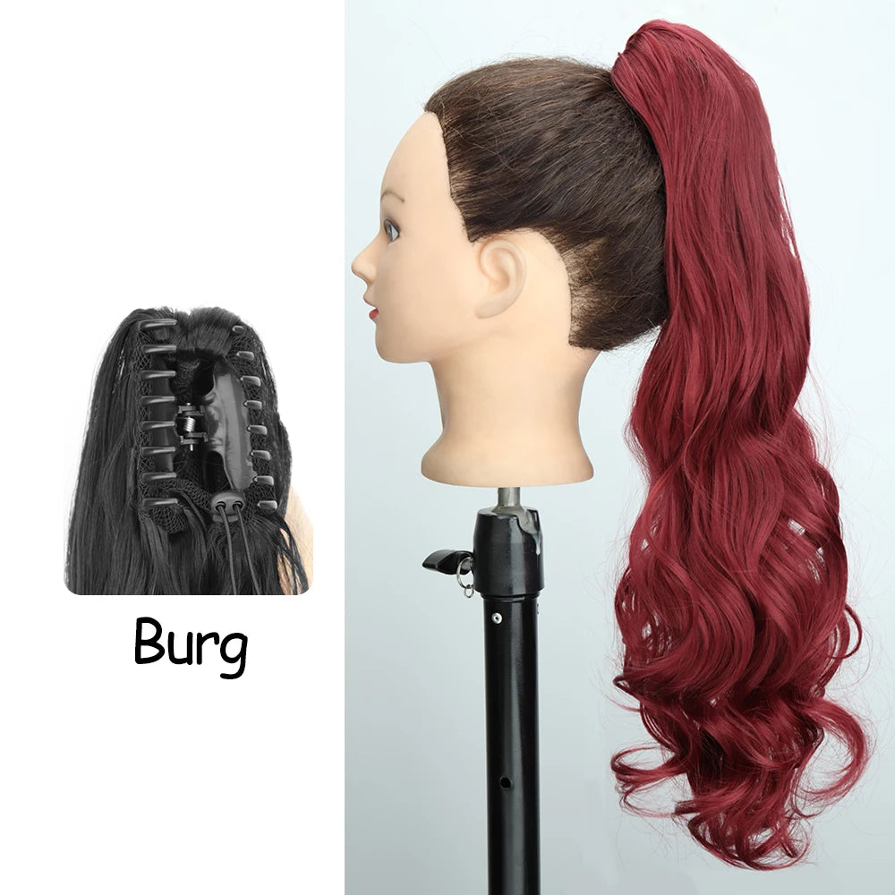Synthetic 24" Long Wavy Claw Clip On Ponytail