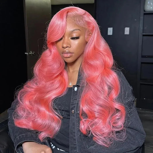 Pink 13x6 Body Wave Pre Plucked HD Lace Frontal Wig