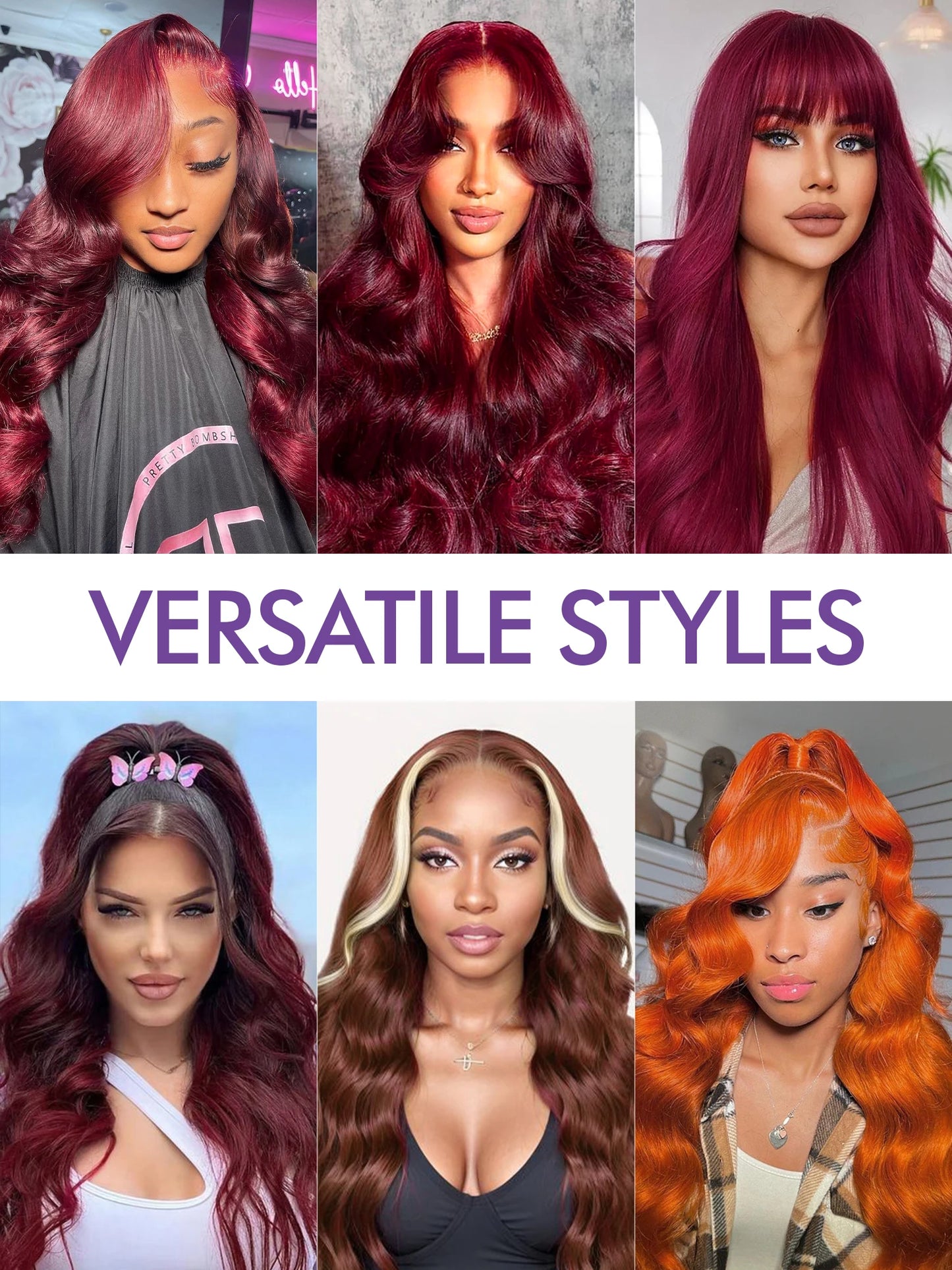 Brazilian Body Wave Human Hair Bundles - Burgundy